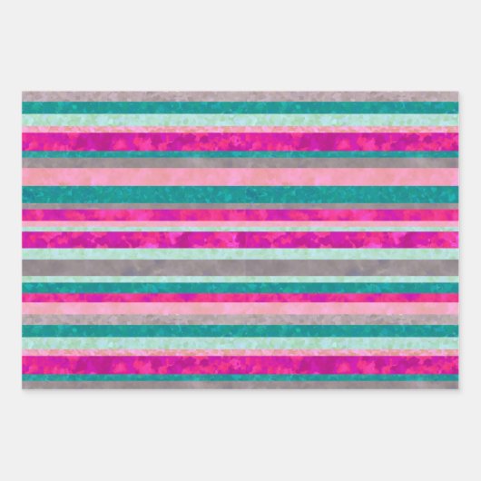 Hot Pink Strip Geschenkwrap Geschenkpapier Set (Vorderseite 2)
