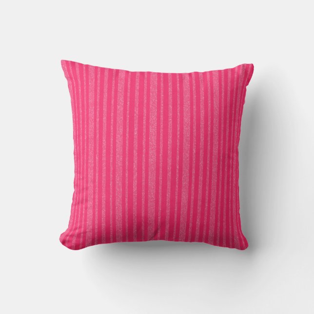 Hot Pink Strip Throw Kissen (Vorderseite)