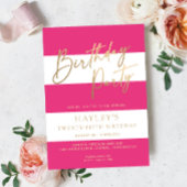 Hot Pink Stripe Gold Geburtstag Einladung