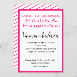 Hot Pink Stripes Celebration Party Einladung
