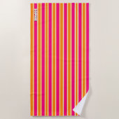 Hot Pink Stripes Preppy Strandtuch (Vorderseite)