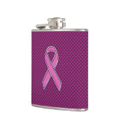 Hot Pink Style Ribbon Awareness Carbon Fibre Flachmann (Links)