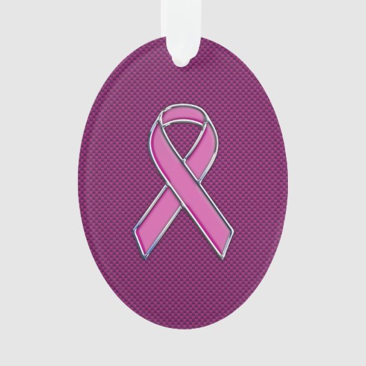 Hot Pink Style Ribbon Awareness Carbon Fibre Ornament (Vorderseite)