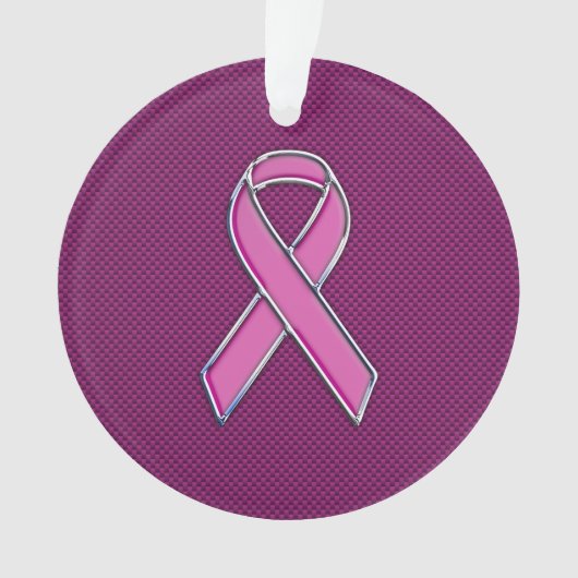 Hot Pink Style Ribbon Awareness Carbon Fibre Ornament (Vorderseite)