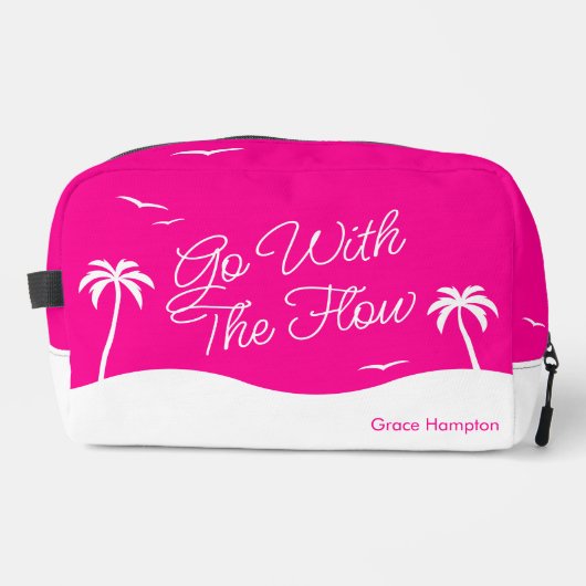 Hot Pink Summer Beach Palm Periode Waschbeutel (Vorderseite)