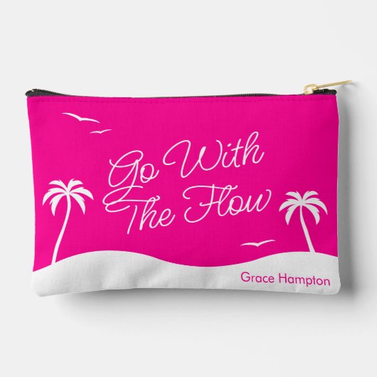 Hot Pink Summer Beach Palm Periode Zubehörtasche (Rückseite)