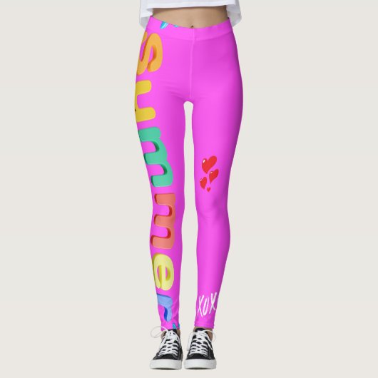 Hot Pink Summer Fun Leggings (Vorderseite)