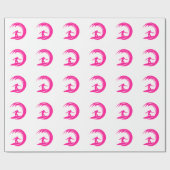 Hot Pink Surfing Geschenkpapier (Flach)