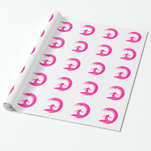 Hot Pink Surfing Geschenkpapier