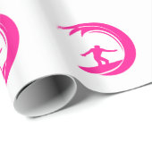 Hot Pink Surfing Geschenkpapier (Rolleneckpunkt)