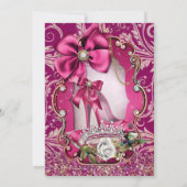 Hot Pink Sweet 16 Einladungen (Rückseite)