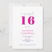 Hot Pink Sweet 16 Geburtstagsparty Einladung (Vorderseite)