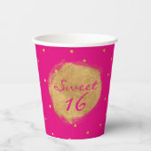 Hot Pink Sweet 16 Party Pappbecher (Vorderseite)