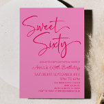 Hot Pink Sweet 60 Minimal 60. Geburtstagsparty Einladung<br><div class="desc">Das ist eine Hot Pink Sweet 60 Modern Minimalistische 60. Geburtstagsparty Einladung!</div>