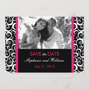Hot Pink Swirf Foto Save the Date