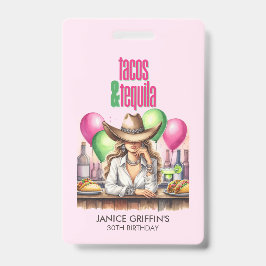 Hot Pink Tacos Birthday Bachelorette Brautparty Ausweis