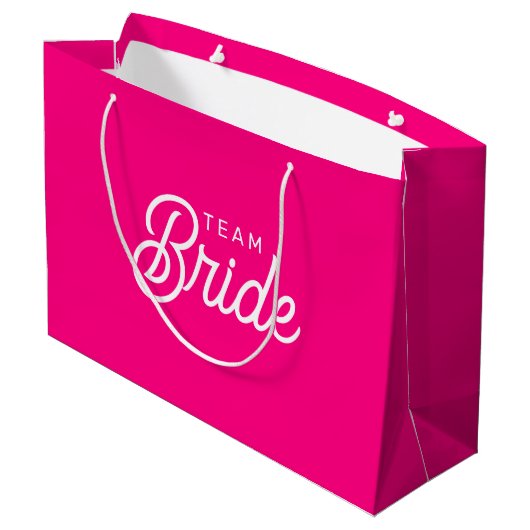 Hot Pink Team Bridge Custom Geschenktasche Große Geschenktüte (Rückseite Schrägansicht)