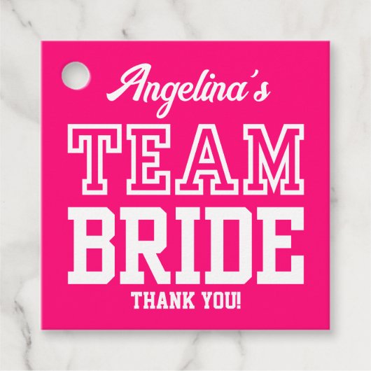 Hot Pink Team Bridge Junggeselinnen-Abschied Geschenkanhänger (Vorderseite)