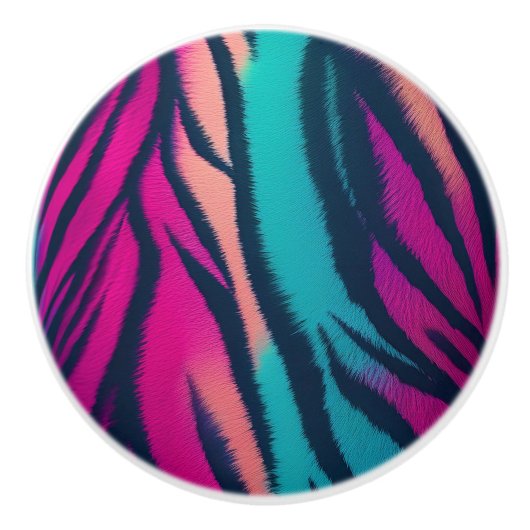 Hot Pink Tiger Streifen Keramikknauf (Vorderseite)