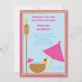 Hot Pink Tikki Torch Party Einladung (Vorderseite)