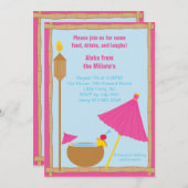 Hot Pink Tikki Torch Party Einladung (Vorne/Hinten)