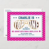 Hot Pink TopOne Fighter Pilot Thema Erster Geburts Postkarte (Vorne/Hinten)