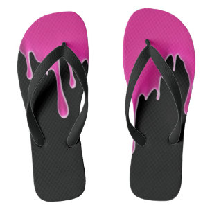 Hot Pink Tropfen Flip Flops, Erwachsene Breitband Badesandalen