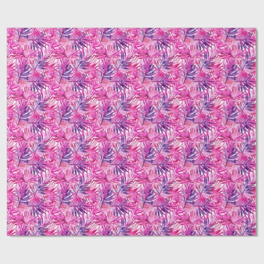 Hot Pink Tropical Dschungel Palm Leaf Geschenkpapier (Flach)