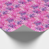 Hot Pink Tropical Dschungel Palm Leaf Geschenkpapier (Ecke)