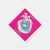 Hot Pink Tropical Flamingo 60th Birthday Party Serviette (Ecke)