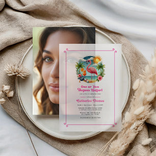 Hot-Pink Tropical Flamingo Graduation Party Pergament Einladungen