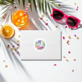 Hot-Pink Tropical Flamingo Graduation Party Runder Aufkleber