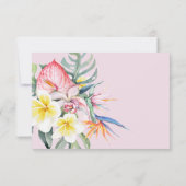 Hot Pink Tropical Floral Botanical Wedding RSVP Karte (Rückseite)