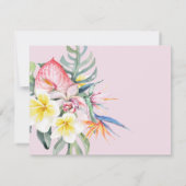 Hot Pink Tropical Floral Hawaii QR Code Wedding RSVP Karte (Rückseite)