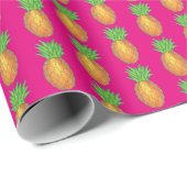 Hot Pink Tropical Island Ananas Hawaii Hawaii Geschenkpapier (Rolleneckpunkt)