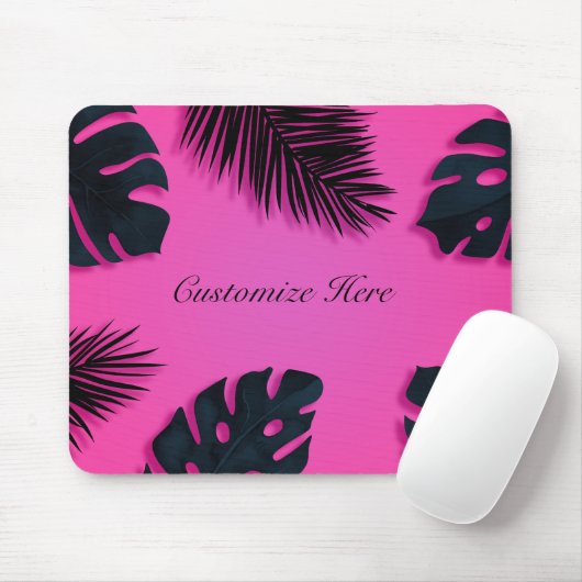 Hot Pink Tropical Palm Blätter Island Personalisie Mousepad (Mit Mouse)