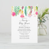 Hot-Pink Tropical Summer Drive by Dusche Einladung (Stehend Vorderseite)