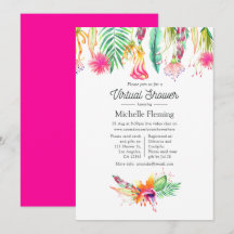 Hot-Pink Tropical Summer Virtual Baby Dusche