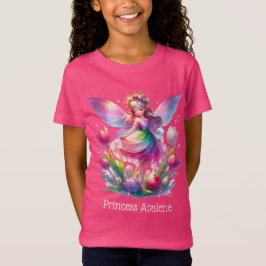 Hot Pink Tulip Fairy Princess Girls T-Shirt