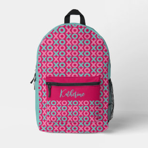 Hot Pink & Turquoise XO Kisses Hugs Personalisiert Bedruckter Rucksack