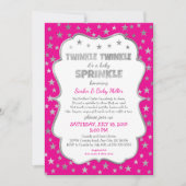 Hot Pink Twinkle Twinkle Baby Sprinkle Einladungen (Vorderseite)