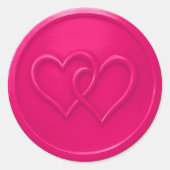 Hot Pink Two Hearts Intertwined Wedding Runder Aufkleber (Vorderseite)