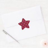 Hot Pink über Red Stylish Damask Muster Stern-Aufkleber (Umschlag)
