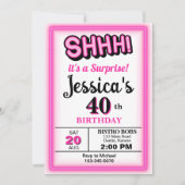 Hot Pink Überraschung Party Geburtstag Einladung (Vorderseite)