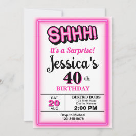 Hot Pink Überraschung Party Geburtstag Einladung