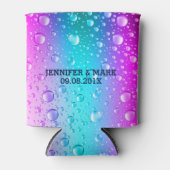 Hot Pink und Aqua Blauer Wassertropfen Dosenkühler (Vorderseite)