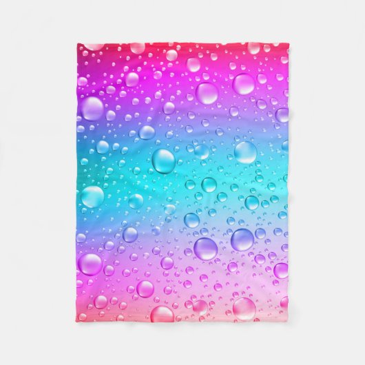 Hot Pink und Aqua Blauer Wassertropfen Fleecedecke (Vorderseite)