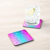 Hot Pink und Aqua Blauer Wassertropfen Getränkeuntersetzer (Rechte Seite)