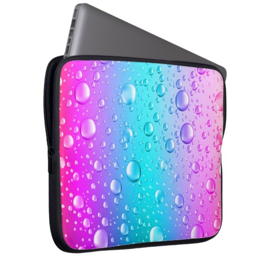 Hot Pink und Aqua Blauer Wassertropfen Laptopschutzhülle (Vorne Rechts)