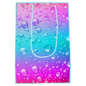 Hot Pink und Aqua Blauer Wassertropfen Mittlere Geschenktüte (Rückseite)